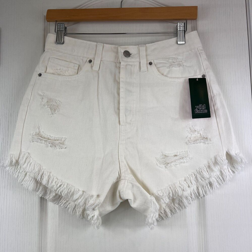 Wild Fable Women's High Rise Shorts White Distressed Size 4 / 27 - NWT (Stains)